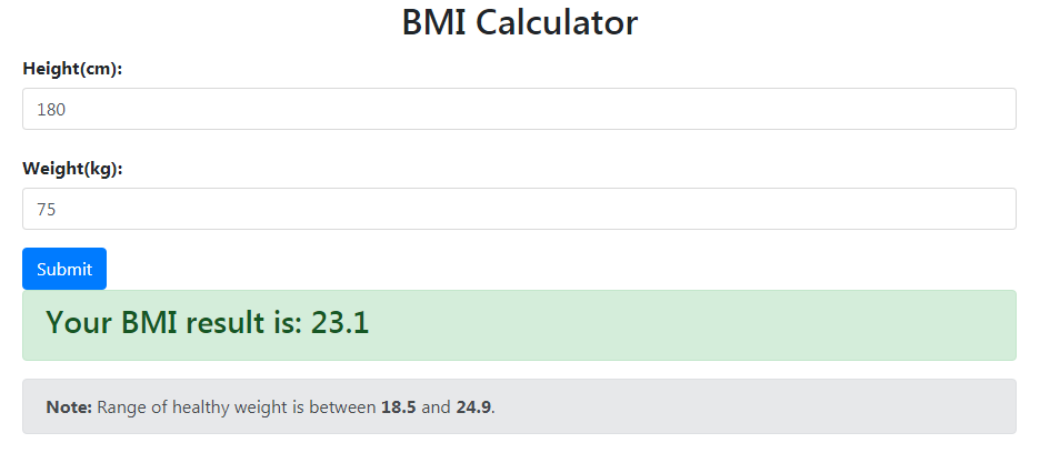 BMI user interface